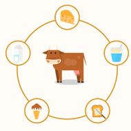 Cow and milk products Infographic