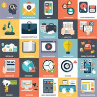 Collection of flat and colorful business marketing finance concepts N2