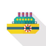 boat flat icon with long shadow N6
