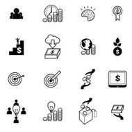 Crowd funding and investing icons set vector illustration