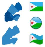 Djibouti Map and Flag Collection N2