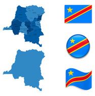 Democratic Republic of Congo Map and Flag Collection N2