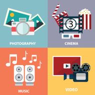 Colorful media music video and photography concepts