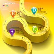 vector abstract 3d yellow road infographics