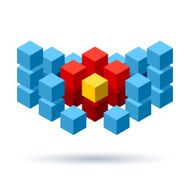 Blue cubes logo with red segments