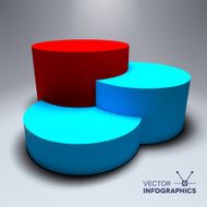 Infographic vector pedestal with blue and red columns