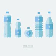 Flat style Set of bottles water Icons