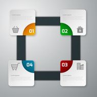 Vector illustration infographics four paper square with rounded