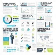 Big set of infographic elements lime green icon vector EPS10
