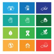 Hands protect and care icons