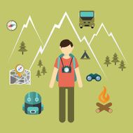 Mountain hiking nature turist and climbing vector info graphic