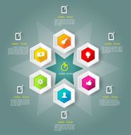 Hexagons with icons long shadows