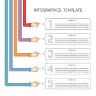 Abstract vector 5 steps infographic template in flat outline style