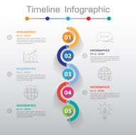 Long Shadow Design clean number timeline template graphic or web N4