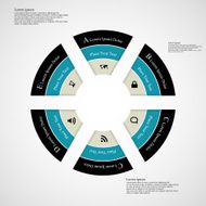 Round infographic consists of six parts