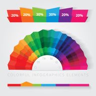 japanese hand fan infographics pie chart element design
