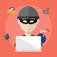 Hacker activity computer and e-mail spam viruses bank account hacking