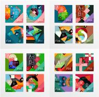Flat design geometric info banners web boxes N3