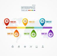 Vector Timeline Infographic Map and pin