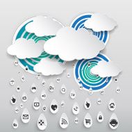 Cloud computing concept Icons in raindrop