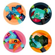 Set of flat design circle option infographics concepts N73