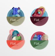 Set of flat design circle infographic icons N5