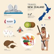 Travel Concept New Zealand Landmark Flat Icons Design Vector