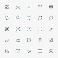 25 web line icons on white background