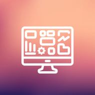 Monitor with business graph thin line icon N3