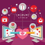 Computer Monitor and hands Love Online Concept N2