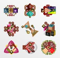 Set of abstract geometric shapes with options N107