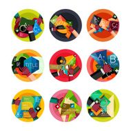 Set of flat design circle option infographics concepts N78