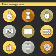 Set of flat time management icons