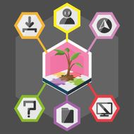 Tree Hexagon Modern Info Graphic Color full Vector