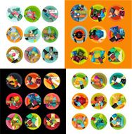 Flat design round labels option infographics