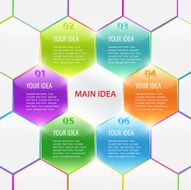 Colorful spreadsheet with polyhedron (hexagon box) Infographic Vector business banners