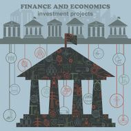 Economics and finance infographic Investment projects Banks N10