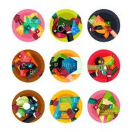 Set of flat design circle option infographics concepts N83