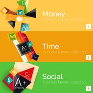 Flat design paper infographic banner set N10