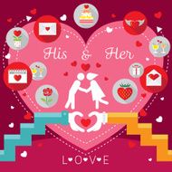Wedding Frames with Hands Love Concept and Icons