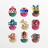 Set of abstract geometric shapes with options N130
