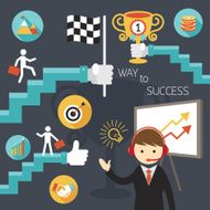 Business Concept Stairway to Success Presentation