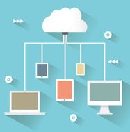 Flat design concept of cloud service and mobile devices