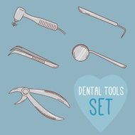 Set of vector dental tools