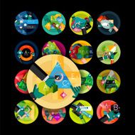 Set of flat design circle option infographics concepts N88