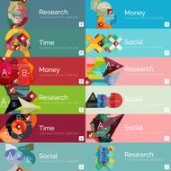 Flat modern info banner set N19
