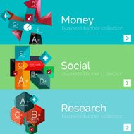 Flat design paper infographic banner set N21