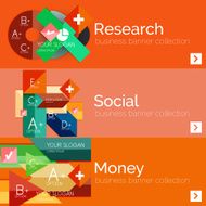 Flat design paper infographic banner set N23