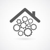 gears wheel cogs under home roof