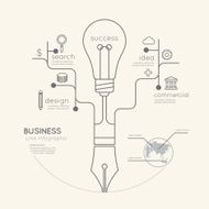 Flat linear Infographic Business Education Pen Tree Light bulb N2